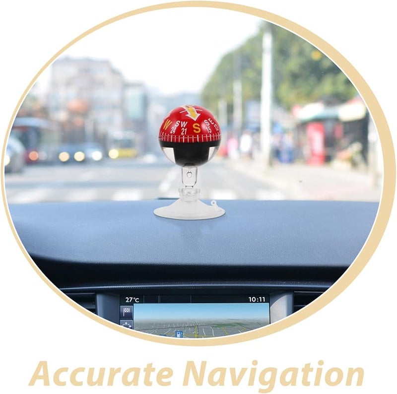 Red Portable Car Dashboard Compass with 38mm Plastic Suction Cup for Vehicle and Boat - Image 3